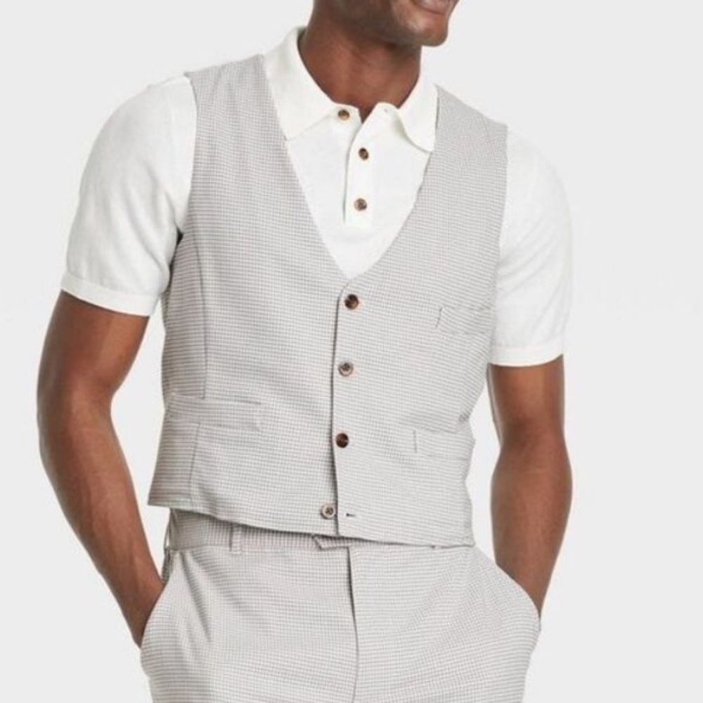 Houston White Gray/White Houndstooth Suit Vest